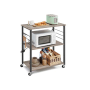3 Tier Kitchen Trolley with Wheels in Heather Greige and Black 80 cm by Vasagle