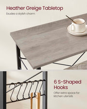 3 Tier Kitchen Trolley with Wheels in Heather Greige and Black 80 cm by Vasagle