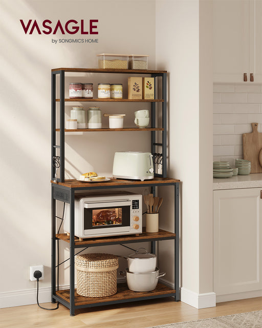 Kitchen Bakers Rack with Power Outlet and Storage Shelves for Appliances by Vasagle
