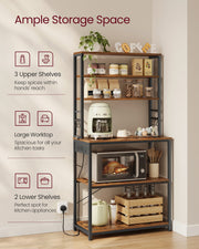 Kitchen Bakers Rack with Power Outlet and Storage Shelves for Appliances by Vasagle