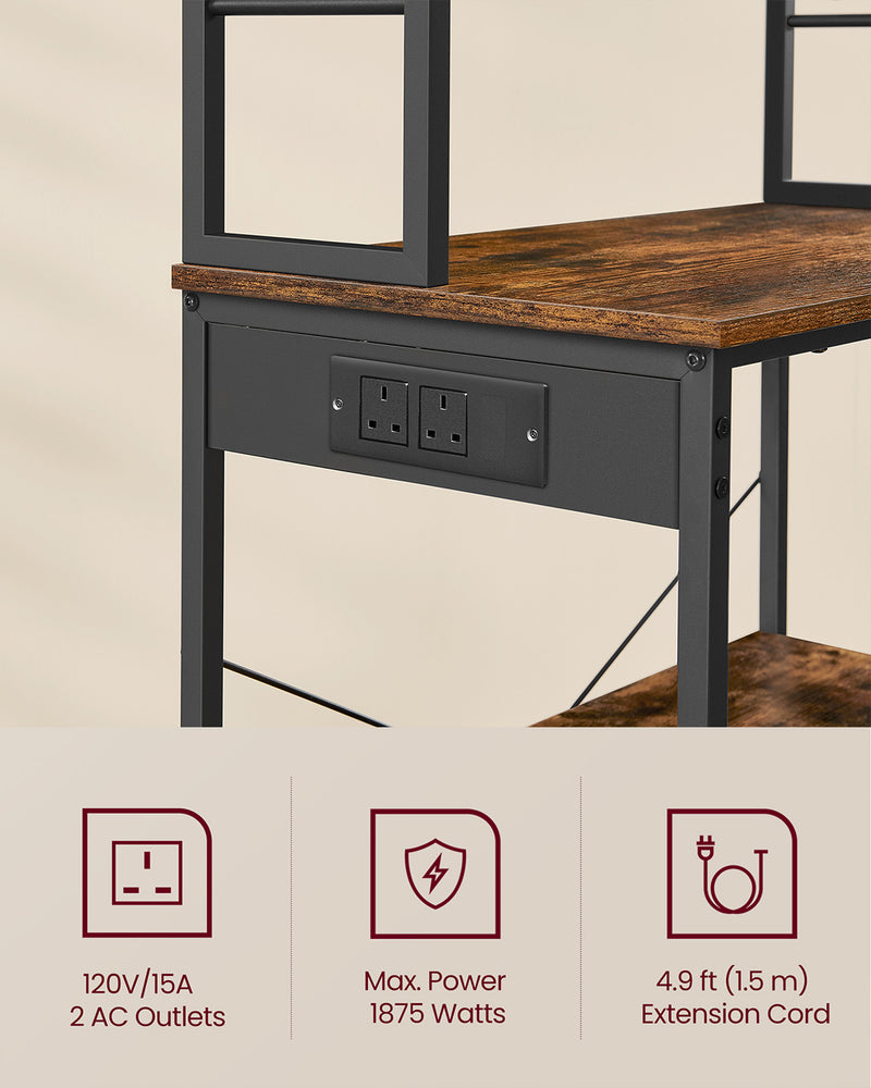 Kitchen Bakers Rack with Power Outlet and Storage Shelves for Appliances by Vasagle