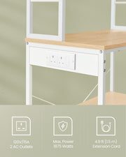 Kitchen Bakers Rack with Power Outlet and Storage Shelves for Appliances by Vasagle