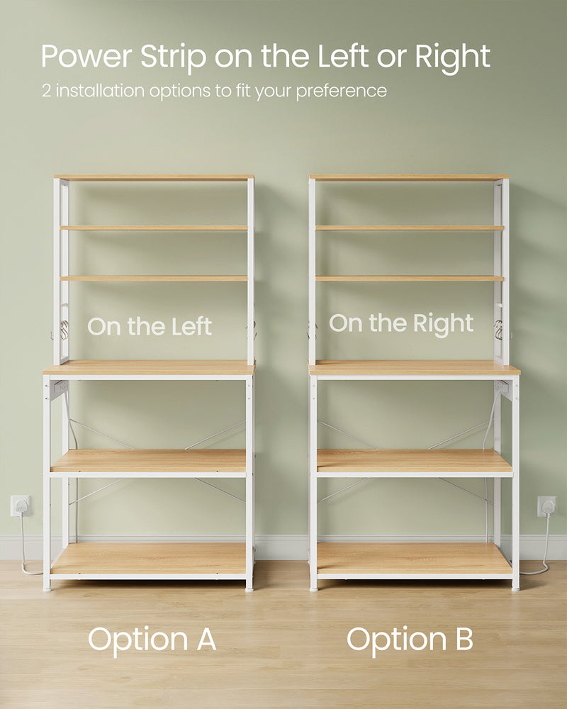 Kitchen Bakers Rack with Power Outlet and Storage Shelves for Appliances by Vasagle