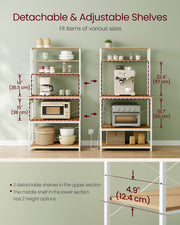 Kitchen Bakers Rack with Power Outlet and Storage Shelves for Appliances by Vasagle