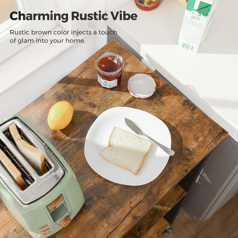 3 Tier Serving Trolley with Wheels and Storage Shelves for Kitchen or Bar by Vasagle