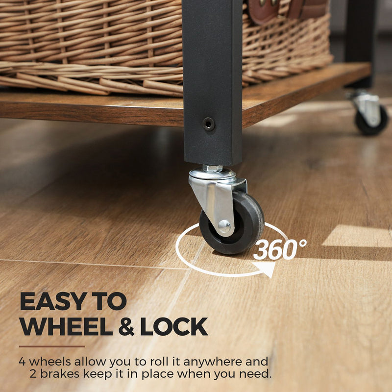 3 Tier Serving Trolley with Wheels and Storage Shelves for Kitchen or Bar by Vasagle