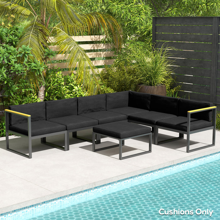 Black 14 Piece Replacement Cushions for Rattan Furniture Outdoor Seat and Back Pads by Outsunny