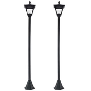 Set of 2 Black Solar Garden Post Lights with LED Lanterns and Dusk Sensor 1.2M Tall
