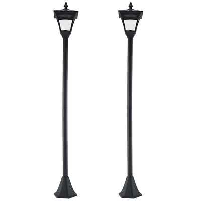 Set of 2 Black Solar Garden Post Lights with LED Lanterns and Dusk Sensor 1.2M Tall