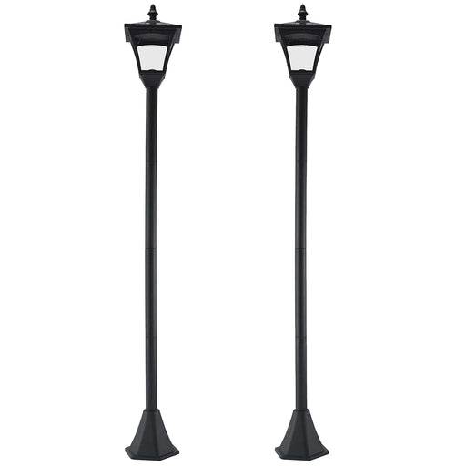 Set of 2 Black Solar Garden Post Lights with LED Lanterns and Dusk Sensor 1.2M Tall