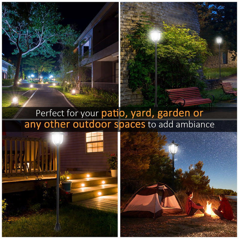 Tall Solar Garden Post Light With LED Lantern For Outdoor Pathways And Driveways