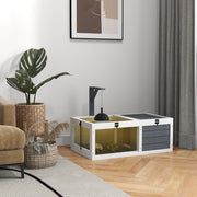 Wooden Tortoise Table With Lamp Holder and Pull Out Trays For Indoor Use, Grey