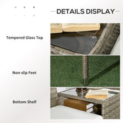 Grey 2 Seater Rattan Garden Chair With Built In Table For Patio Or Balcony