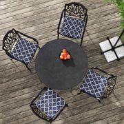 Blue 4 Piece Garden Chair Cushion Set With Ties For Indoor Or Outdoor Comfort