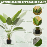 Artificial Bird of Paradise Plant 109cm with Realistic PEVA Leaves in Pot for Home Decor Green