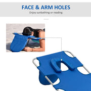 Blue Foldable Sun Lounger Set With Adjustable Backrest and Reading Hole for Garden Use