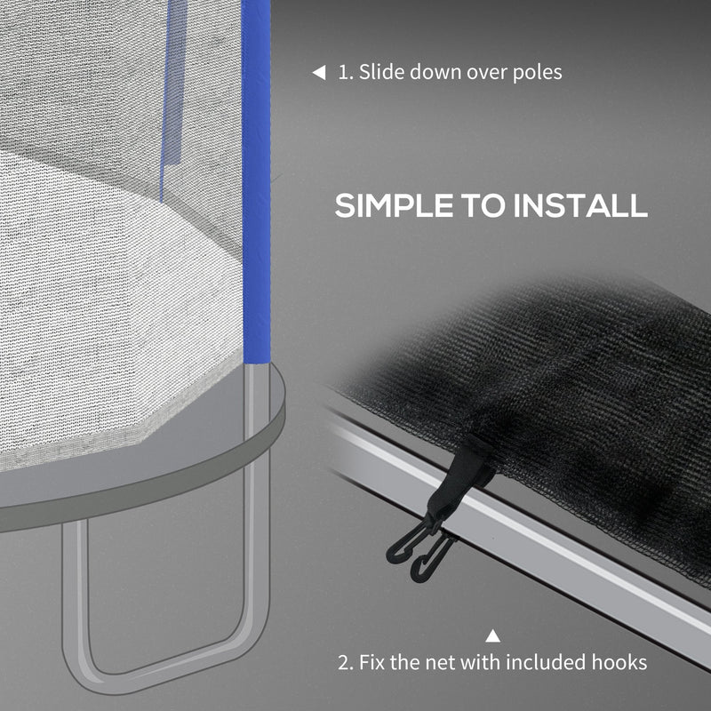 8ft Trampoline Net Replacement with Zipped Entrance and Pole Covers Weather Resistant by SPORTNOW AOSOM