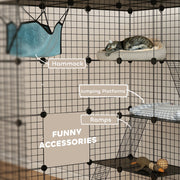 Black Steel Wire Cat Cage with Hammock and Ramps for 1-3 Cats by PawHut