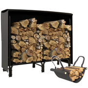 4ft Firewood Rack With Waterproof Cover And Canvas Carrier For Indoor Outdoor Use Black AOSOM