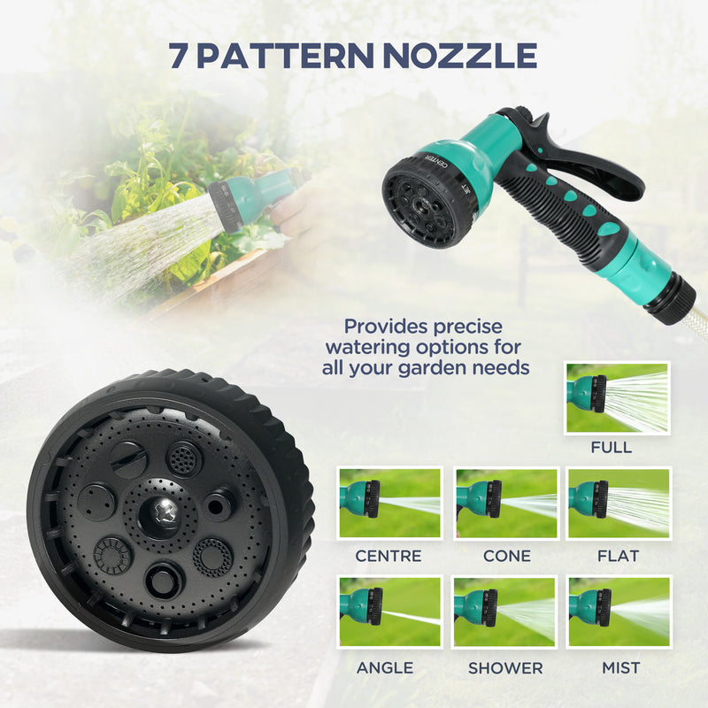 Wall Mounted 30m Retractable Garden Hose Reel With Auto Rewind and Spray Nozzle Green Outsunny
