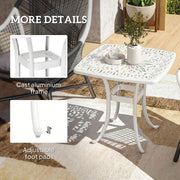 Outdoor Coffee Table with Parasol Hole for Garden or Patio Use Cast Aluminium White Outsunny