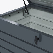 Large 311L Garden Storage Box Galvanised Steel with Lock for Outdoor Use, Dark Grey