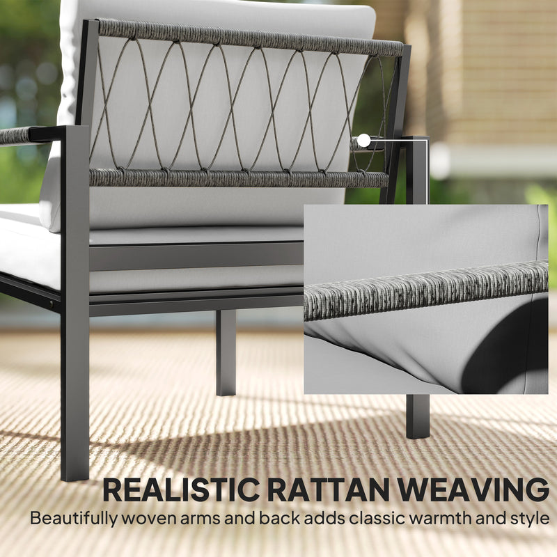 5 Piece Garden Sofa Set With Cushioned Chairs and Coffee Tables for Patio Light Grey