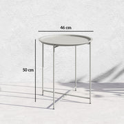 Folding Garden Side Table with Removable Tray for Easy Outdoor Serving White Outsunny