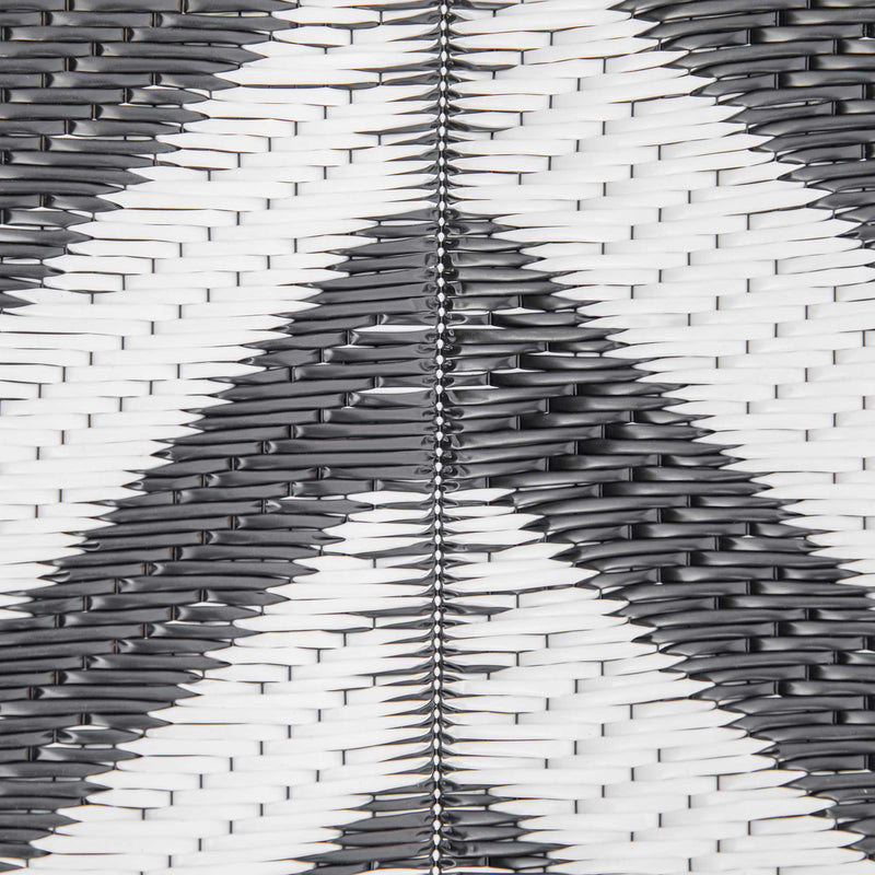 Large Reversible Outdoor Rug for Camping Garden or Picnic Lightweight Plastic Mat Black White  182L x 274W