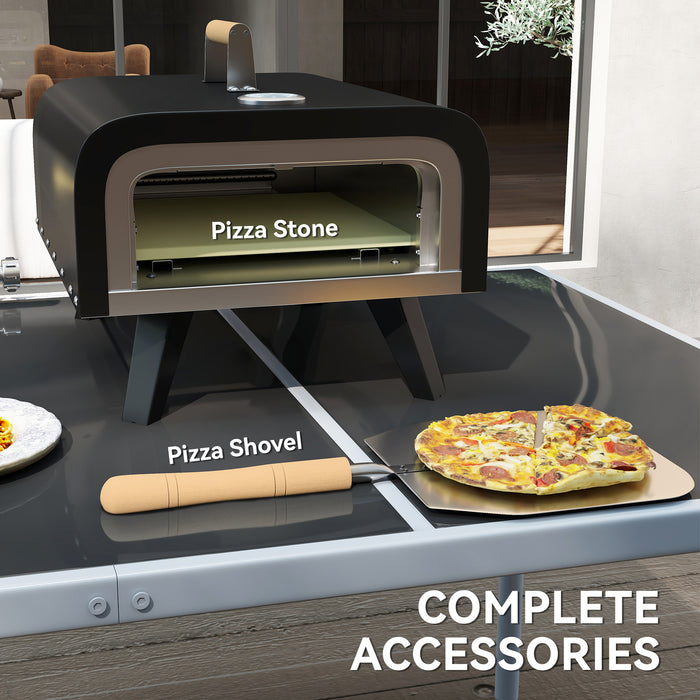 Portable Outdoor Gas Pizza Oven with 12 Inch Stone Peel and Thermometer Black by Outsunny