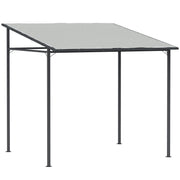 Wall Mounted Metal Pergola for Sheltered Outdoor Dining and Relaxing, Light Grey Outsunny