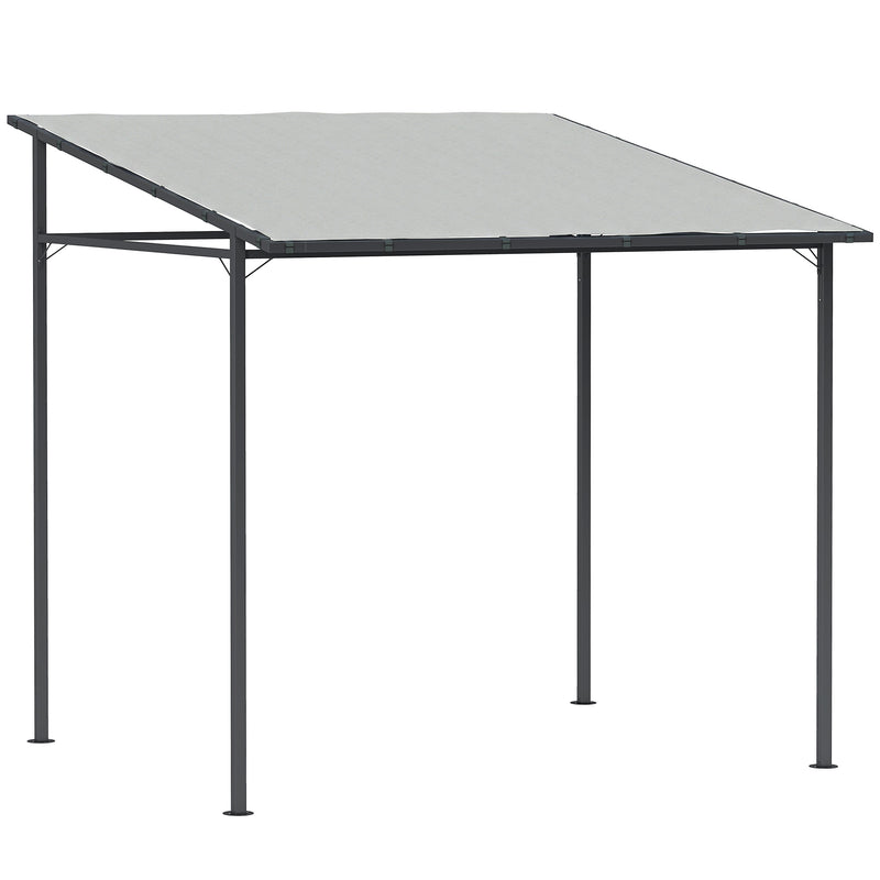 Wall Mounted Metal Pergola for Sheltered Outdoor Dining and Relaxing, Light Grey Outsunny