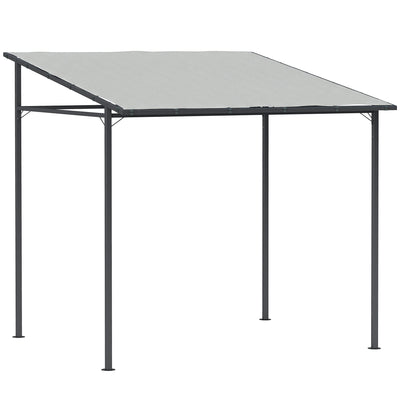 Wall Mounted Metal Pergola for Sheltered Outdoor Dining and Relaxing, Light Grey Outsunny