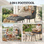 Egg Chair and Footstool Set for Comfortable Outdoor Relaxing Weather Resistant Rattan Grey Outsunny