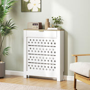 Radiator Cover with Storage Drawer Modern Slatted Design for Living Room White