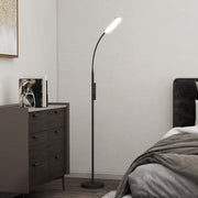 Black LED Floor Lamp With Remote Touch Control and Adjustable Brightness For Living Room AOSOM