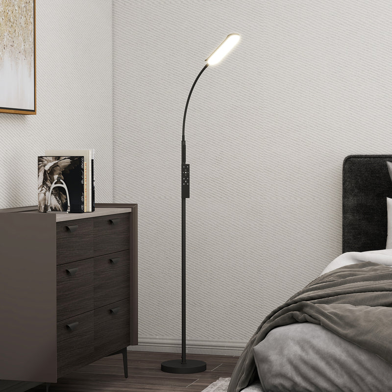 Black LED Floor Lamp With Remote Touch Control and Adjustable Brightness For Living Room AOSOM