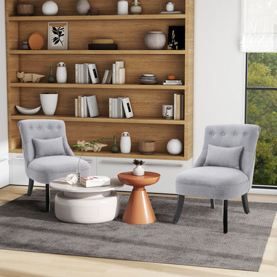 Set of 2 Upholstered Tub Chairs With Cushion and Wooden Legs Ideal for Living Room Grey