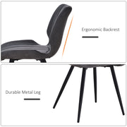 Set of 2 PU Leather Dining Chairs with Padded Seats and Steel Frame for Kitchen Grey