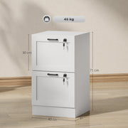 White 2 Drawer Lockable Filing Cabinet for Home Office Storage and Organisation Homcom