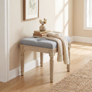 Cushioned Bench with Vintage Style for Extra Seating or Footrest Light Grey Cream AOSOM