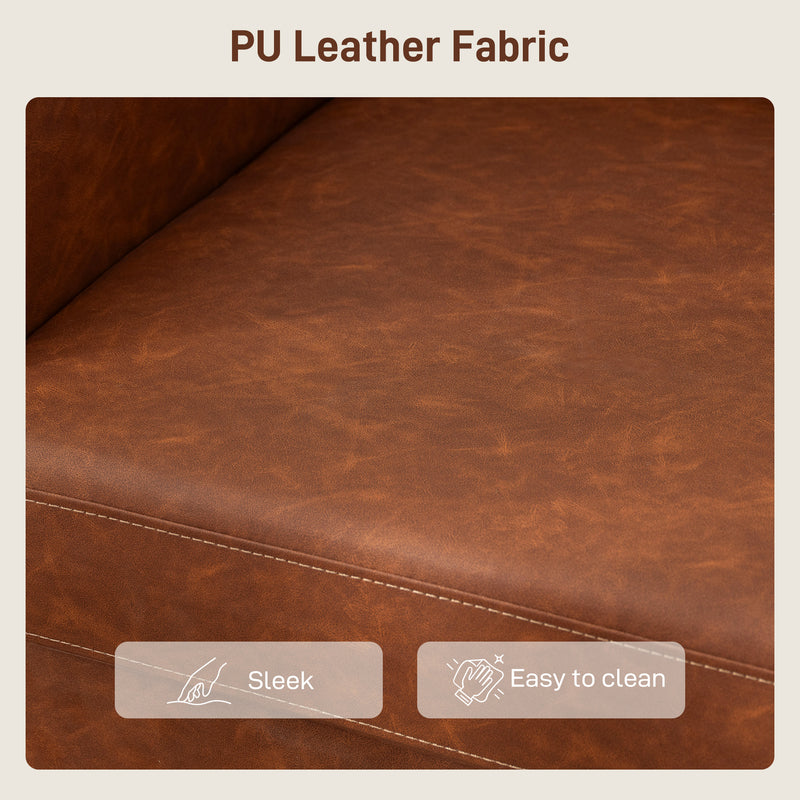 Two Seater Faux Leather Sofa With Marble Effect Ideal For Small Living Rooms Brown