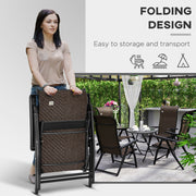 Set of Four Folding Garden Chairs with Adjustable Backs Dark Brown by Outsunny