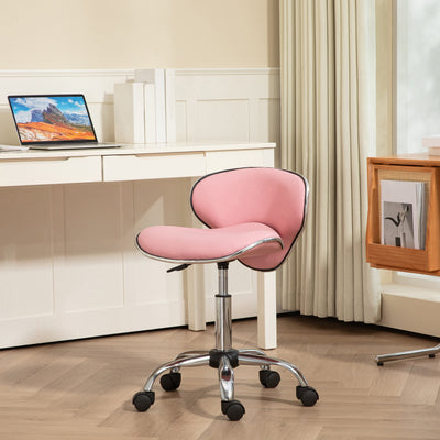 Adjustable Swivel Beauty Salon Stool With Wheels For Spa Or Home Use, Pink