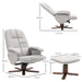 Light Grey Linen Swivel Recliner Chair with Footstool and Wooden Base for Living Room by HOMCOM