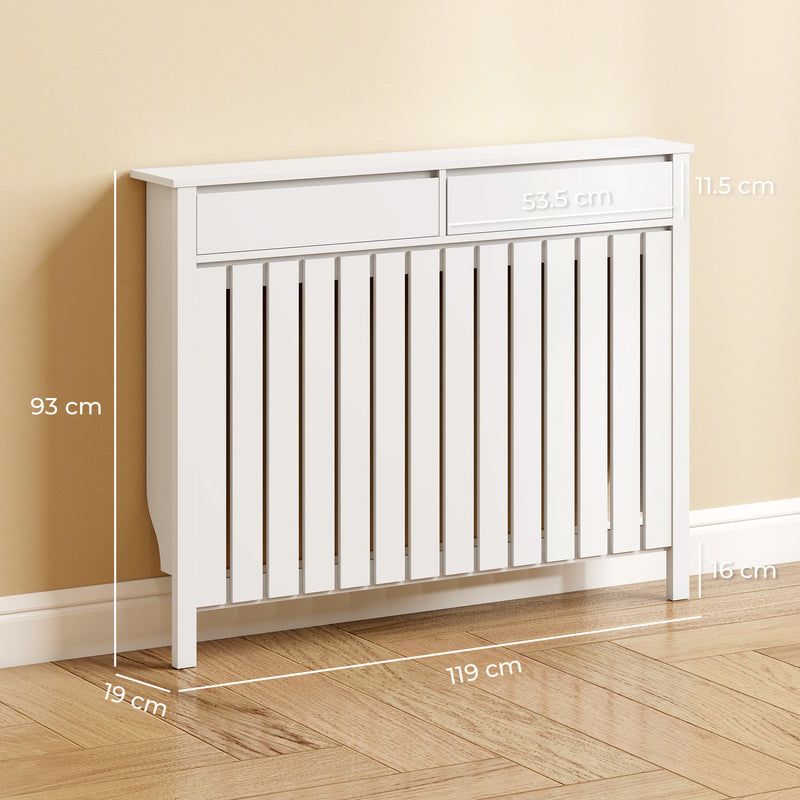 Radiator Cover with Drawers for Safe Heating and Extra Hallway Storage White Homcom