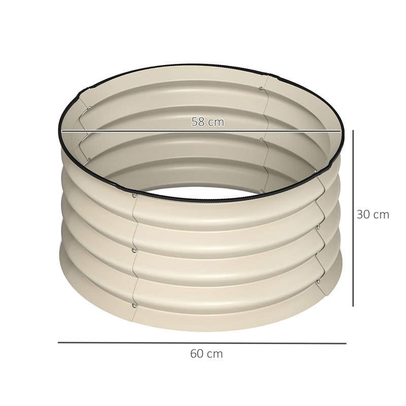 Set of 2 Metal Raised Garden Beds With Safety Edging For Vegetables and Flowers Cream White AOSOM