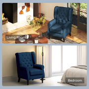 Retro Wingback Accent Chair with Button Tufted Upholstery for Living Room Comfort Blue