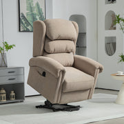 Khaki Velvet Power Lift Recliner Chair for Elderly with Remote and Side Pockets by HOMCOM
