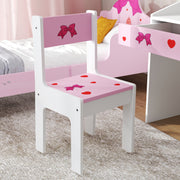 Pink Kids Study Table and Chair Set With Storage and Pull-Out Drawer for Ages 3-6 by AIYAPLAY